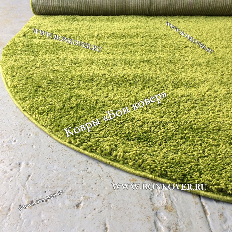 Зеленый Овальный Длинноворсный Ковер