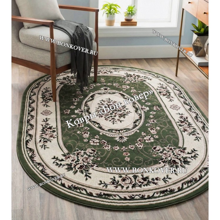 Ковер Лайт Карпет Дизайн 23896 Зеленый Овал